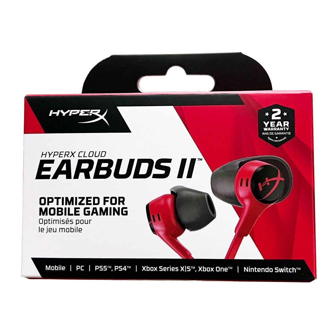HyperX Cloud Earbuds II | 14mm Drivers | 3.5mm Plug with Low-Profile 90° Connector | Built-in Microphone | Multi-Function Button | Four Eartips Included | Compatible with PC, Mobile & Nintendo Switch - Image 2