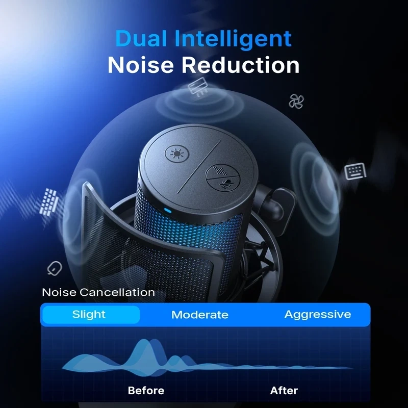 MAONO DGM20W Wireless Condenser Microphone | 2.4GHz Wireless | RGB Lighting | Noise Cancellation | Low-Latency Audio | USB-C Connectivity | Gaming & Streaming Microphone - Image 4