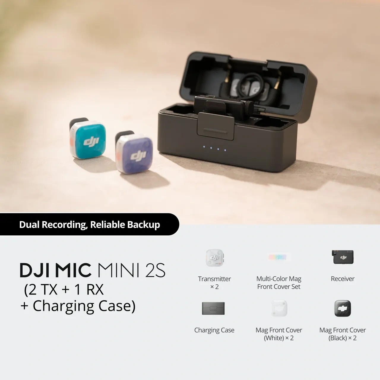 DJI Mic Mini 2S | 2 TX + 1 RX + Charging Case | 32-bit Float Recording | 28-Hour Internal Storage | AI Noise Cancellation | 400m Transmission Range | Wireless Microphone System - Image 3