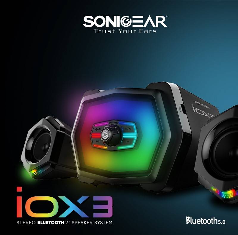 SonicGear IOX 3 2.1 Channel Bluetooth Speaker | 12W RMS Total Power | Bluetooth 5.0, Aux-In, USB & FM Radio | RGB Lighting Effect | Enhanced Bass Design | 45Hz - 18kHz Frequency Response | USB 5V Powered - Image 3