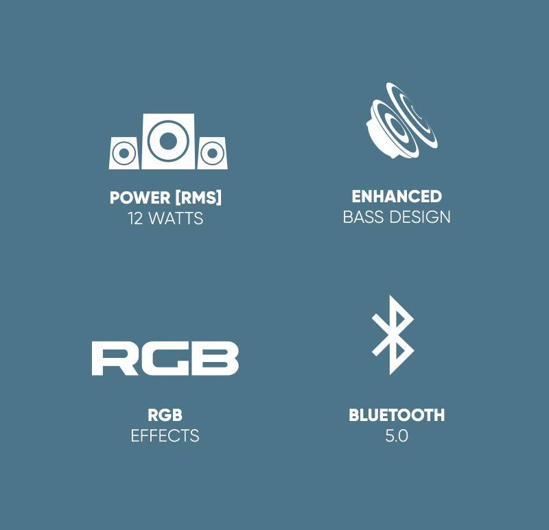 SonicGear IOX 3 2.1 Channel Bluetooth Speaker | 12W RMS Total Power | Bluetooth 5.0, Aux-In, USB & FM Radio | RGB Lighting Effect | Enhanced Bass Design | 45Hz - 18kHz Frequency Response | USB 5V Powered - Image 4