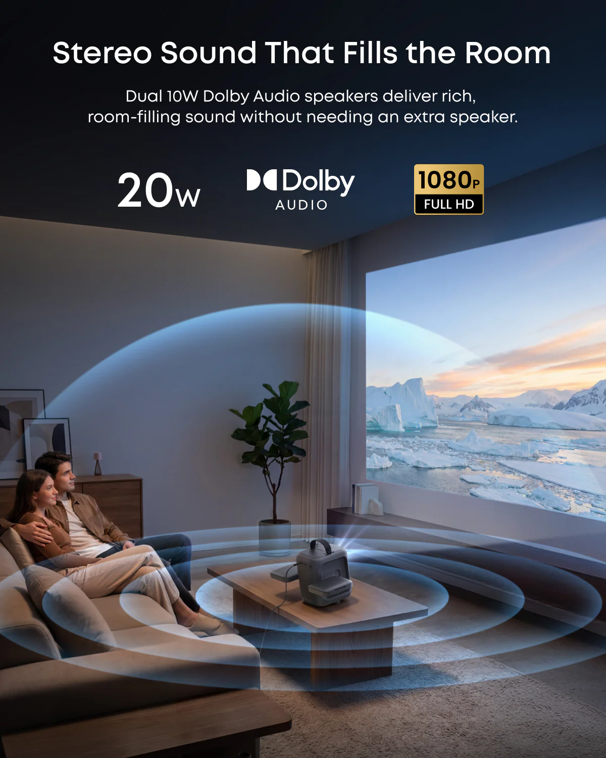 Soundcore Nebula P1i Smart Portable Projector | Flippable Speakers | 1080p Full HD | 380 ANSI Lumens | Google TV | Dolby Audio - Image 5