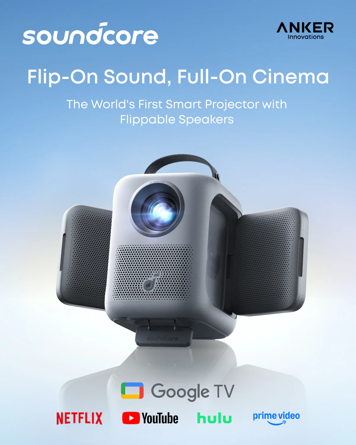 Soundcore Nebula P1i Smart Portable Projector | Flippable Speakers | 1080p Full HD | 380 ANSI Lumens | Google TV | Dolby Audio - Image 6