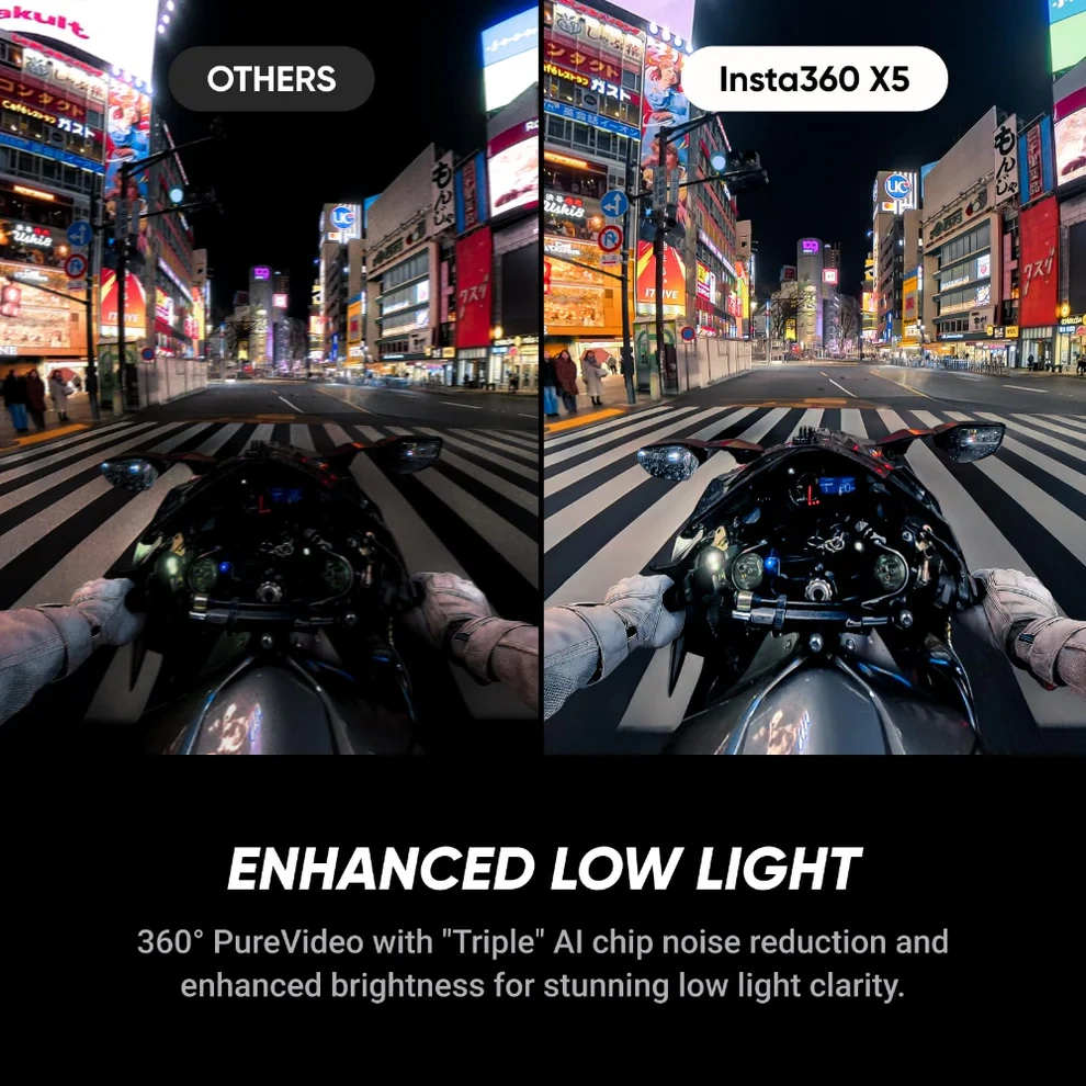 Insta360 X5 Starter Bundle | 8K 360° Action Camera | Dual 1/1.28-inch Sensors | Triple AI Chip | 72MP Photos | FlowState Stabilization | 185-Minute Runtime | Extra Battery | 114cm Invisible Selfie Stick - Image 4