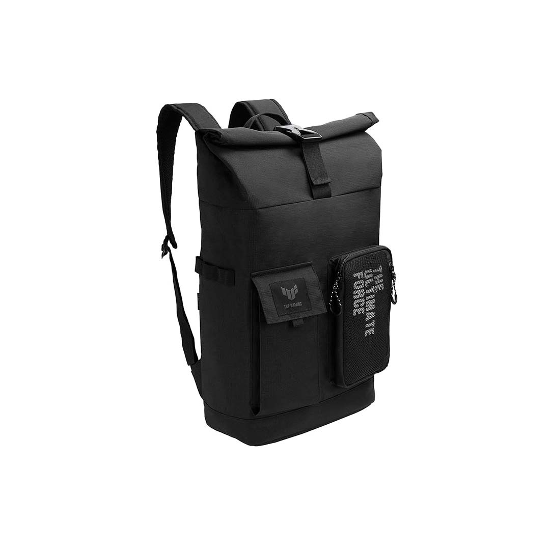 ASUS TUF Gaming VP4700 17" Laptop Backpack | Water-Repellent Ripstop Polyester | Lightweight 0.62kg | Military-Inspired Design | Dual Front Pockets | Roll-Top Closure | For 17" Laptops | Black - Image 4