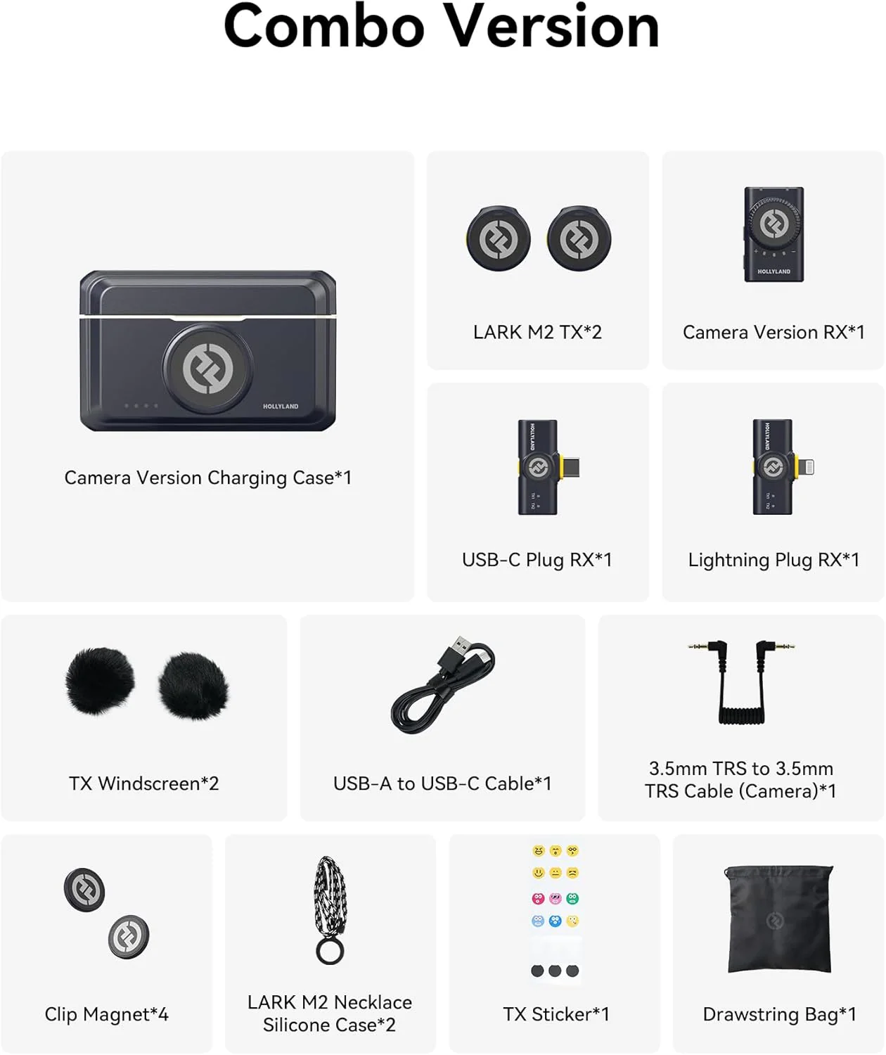 Hollyland Lark M2 Combo Wireless Microphone System | 70dB SNR | 115dB SPL | Ultra-Light Transmitters | Stable Wireless Range | 40-Hour Total Battery Life | Smart Noise Cancellation | USB-C + Lightning + Camera Receivers | Plug & Play - Image 3