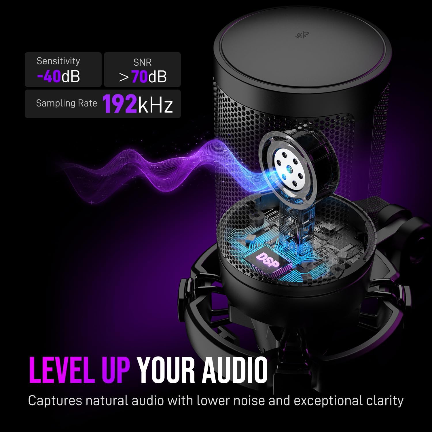 FIFINE AmpliGame A6T | USB Condenser Gaming Microphone | Cardioid Polar Pattern | RGB Lighting | Plug & Play | Boom Arm Stand | Pop Filter | Shock Mount | Mute Button | Gain Knob - Image 2