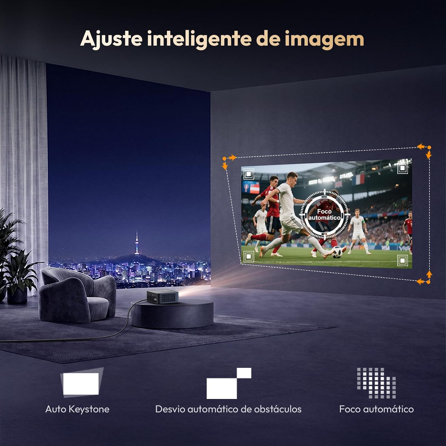 BYINTEK VEVSHAO A24 Smart Portable LED Projector | Native Full HD 1080p | 1700 ANSI Lumens | 1GB RAM + 8GB Storage | Auto Focus & 6D Keystone Correction | 30,000-Hour RGB LED Lamp - Image 3