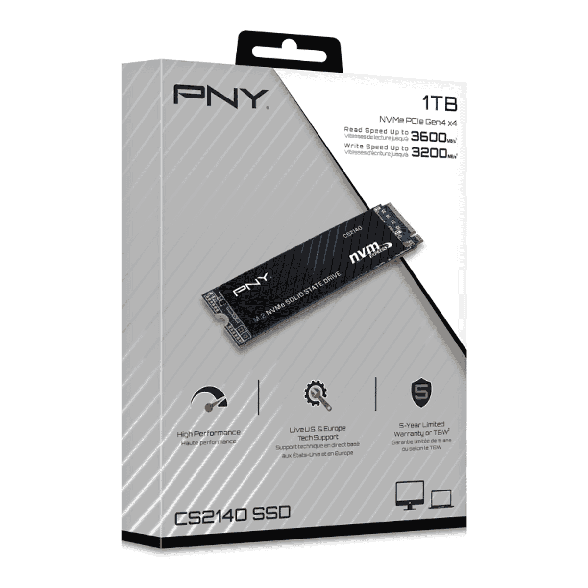 PNY CS2140 1TB M.2 2280 NVMe Gen4x4 SSD | PCIe Gen4 x4 Interface | Sequential Read Up to 3,600 MB/s | Write Up to 3,200 MB/s | 3D Flash Memory - Image 3