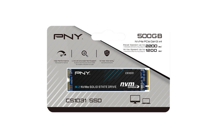 PNY CS1031 M.2 2280 NVMe Gen3x4 500GB SSD | PCIe Gen 3x4 NVMe 1.3 Interface | 3D NAND | Sequential Read Up to 2200MB/s, Write Up to 1200MB/s | Full End-to-End Data Path Protection - Image 3