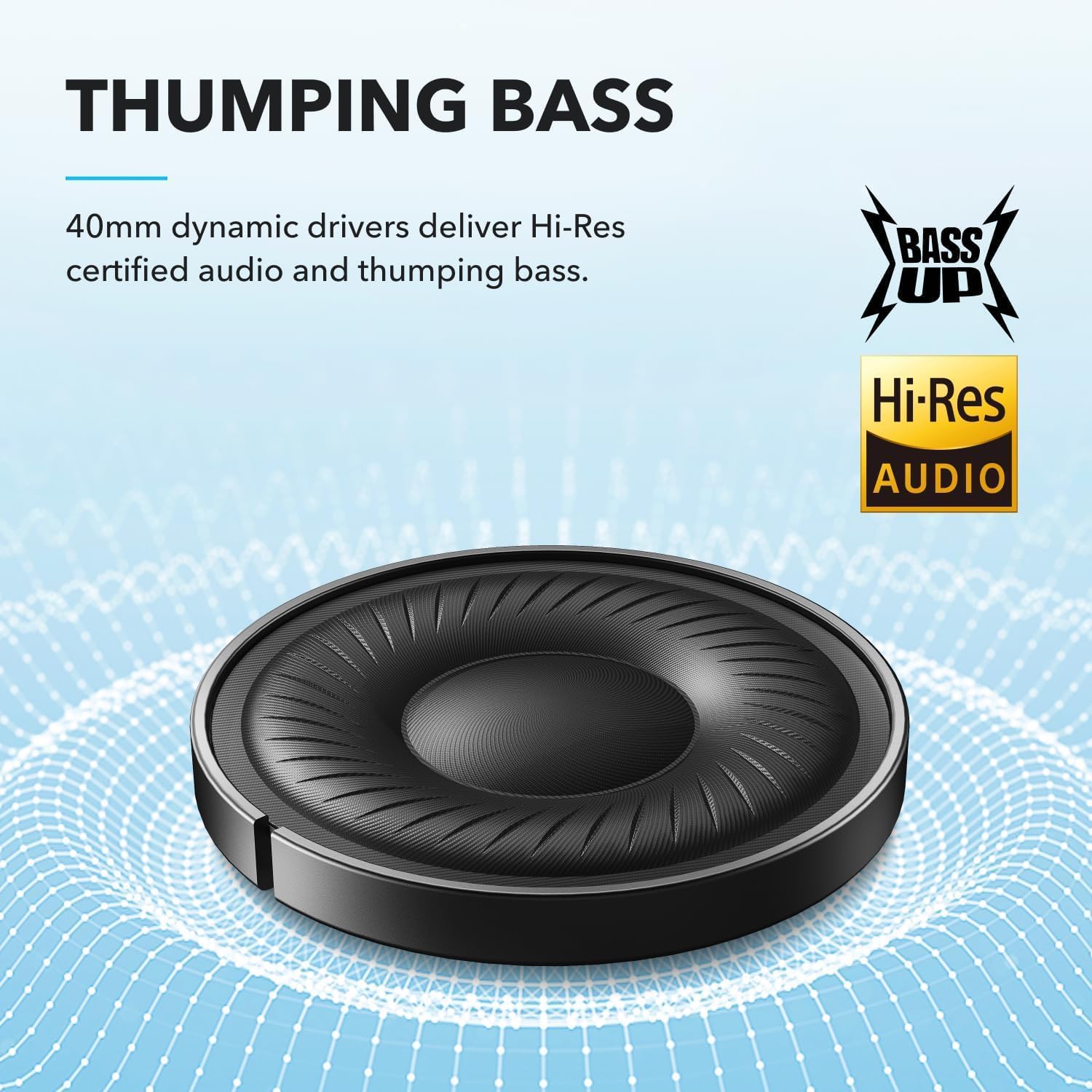 Soundcore by Anker Q20i Hybrid Active Noise Cancelling Headphone | Over-Ear Bluetooth 5.0 Wireless Headset | 40mm Dynamic Drivers with BassUp Technology | Multipoint Connection - Image 3