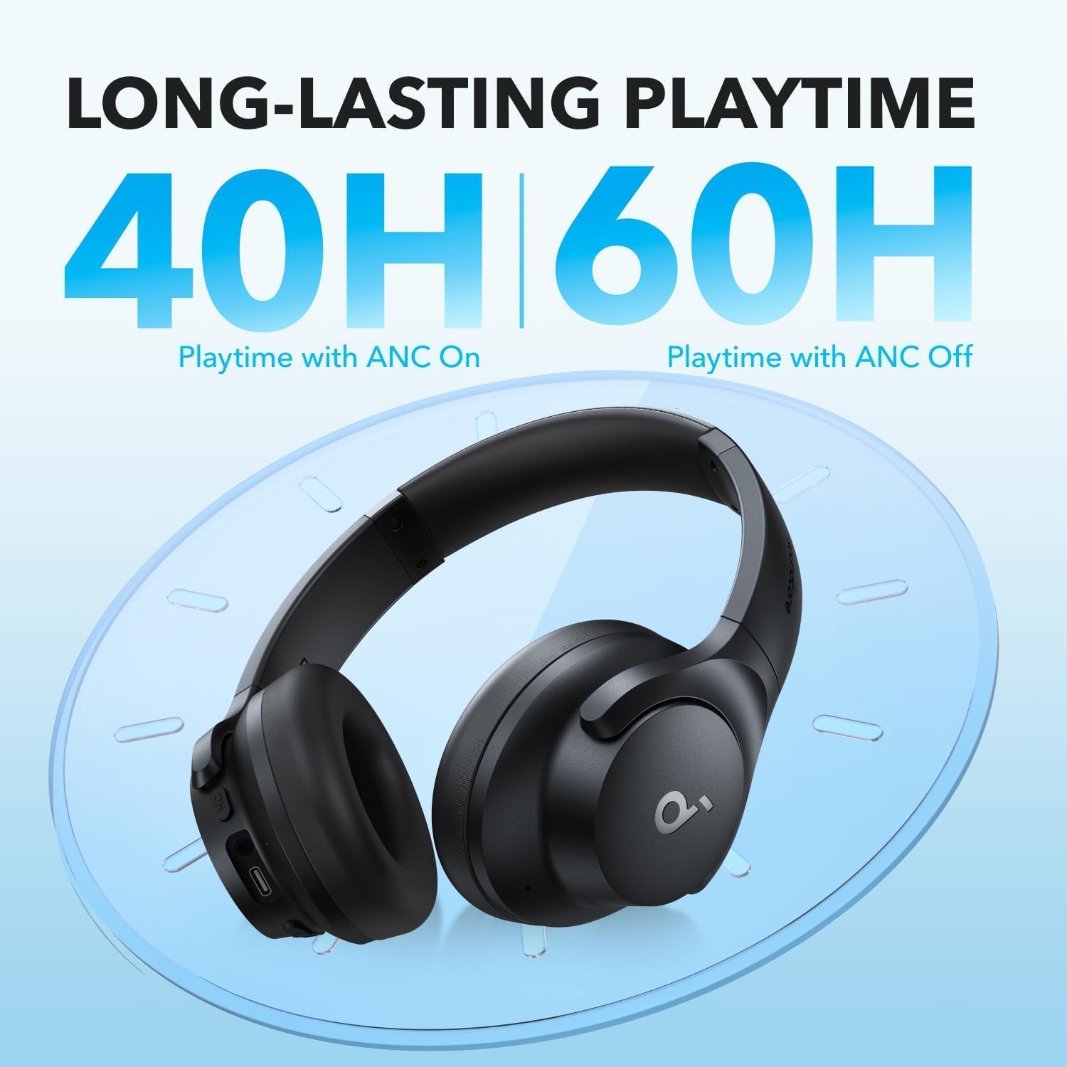 Soundcore by Anker Q20i Hybrid Active Noise Cancelling Headphone | Over-Ear Bluetooth 5.0 Wireless Headset | 40mm Dynamic Drivers with BassUp Technology | Multipoint Connection - Image 4