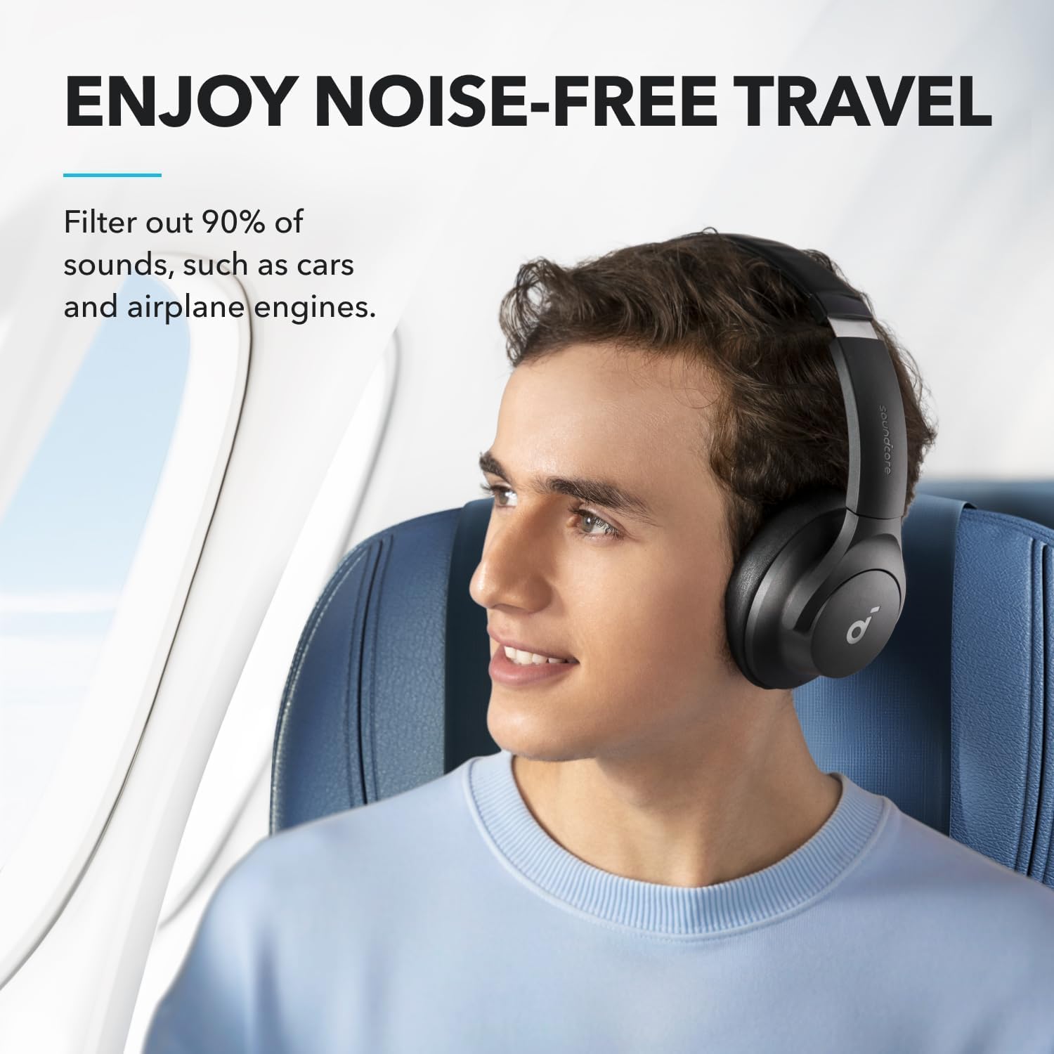Soundcore by Anker Q20i Hybrid Active Noise Cancelling Headphone | Over-Ear Bluetooth 5.0 Wireless Headset | 40mm Dynamic Drivers with BassUp Technology | Multipoint Connection - Image 2