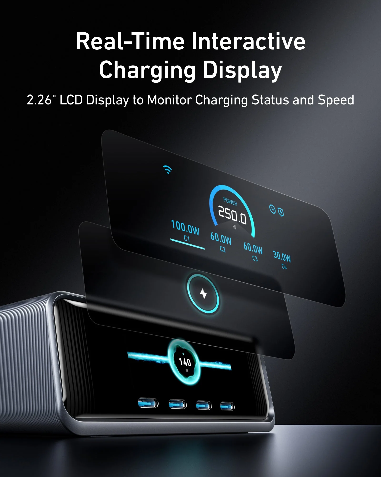 Anker Prime Charger 250W 6-Port GaNPrime Fast Charger | 4 USB-C + 2 USB-A | Multi-Device Charging Station - Image 5