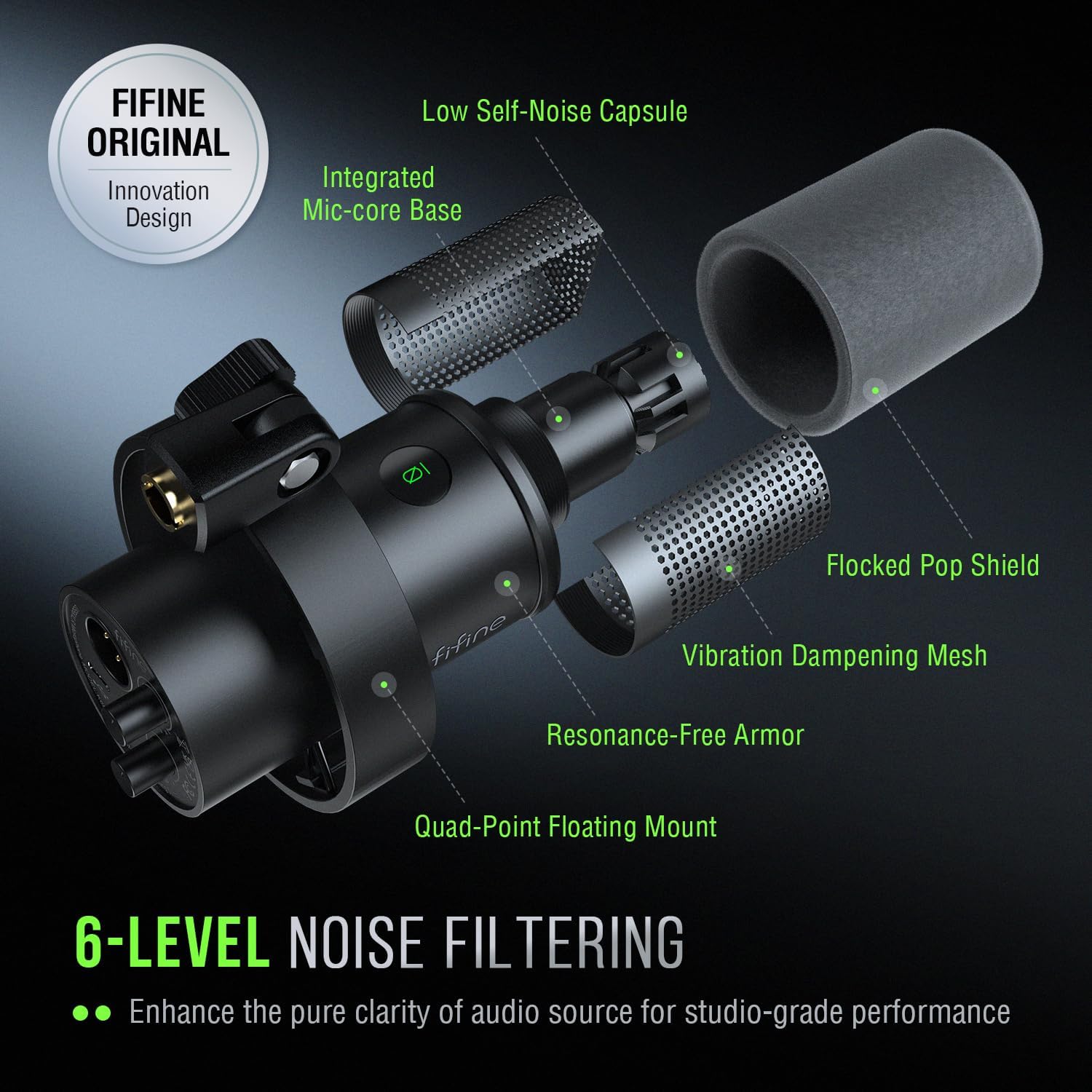 FIFINE Amplitank K688 | Dynamic XLR/USB Hybrid Microphone | Cardioid Polar Pattern | Tap-to-Mute | Gain Control | Zero-Latency Monitoring | Metal Shock Mount | Windscreen | For Podcasting, Streaming, Gaming, Vocal Recording - Image 4