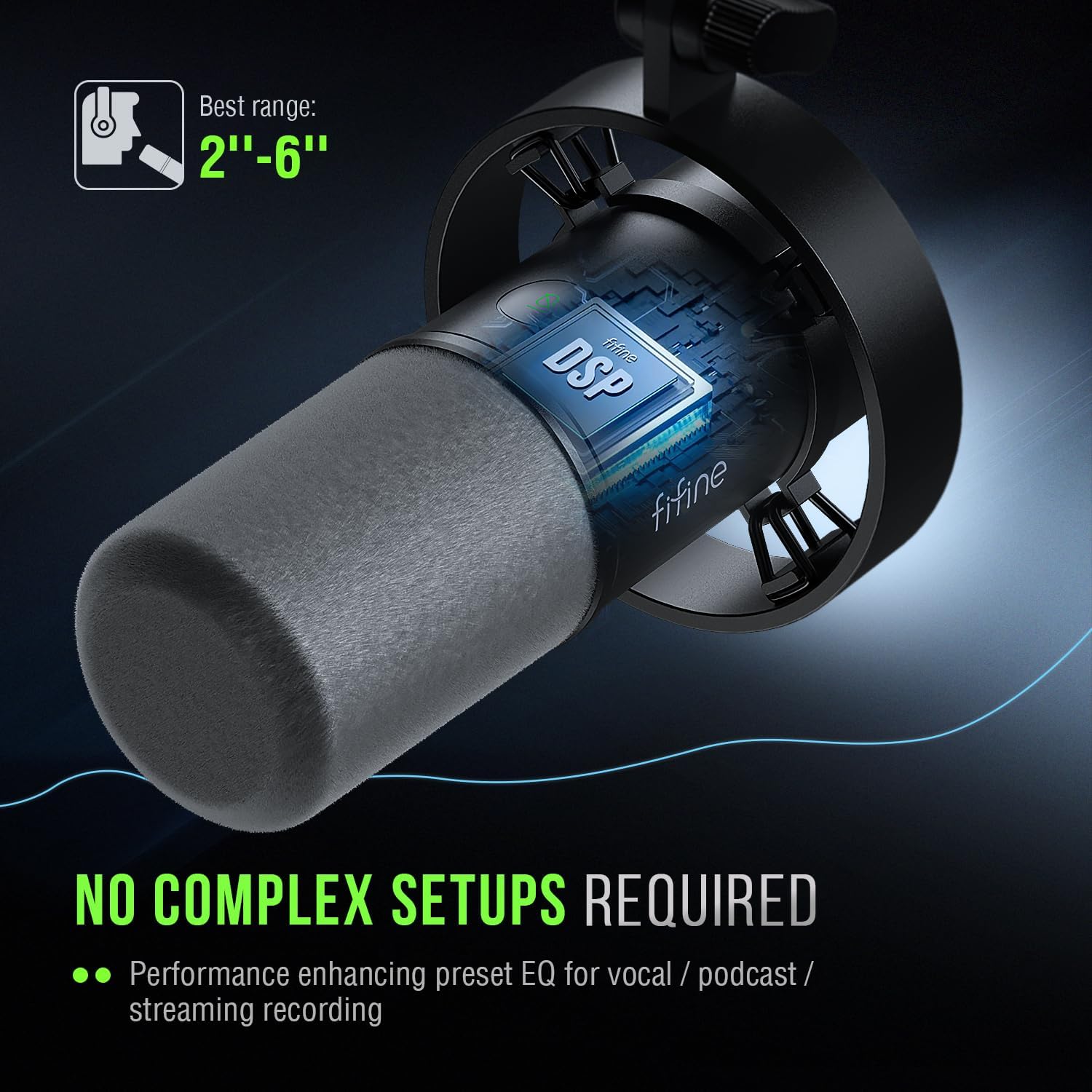 FIFINE Amplitank K688 | Dynamic XLR/USB Hybrid Microphone | Cardioid Polar Pattern | Tap-to-Mute | Gain Control | Zero-Latency Monitoring | Metal Shock Mount | Windscreen | For Podcasting, Streaming, Gaming, Vocal Recording - Image 5