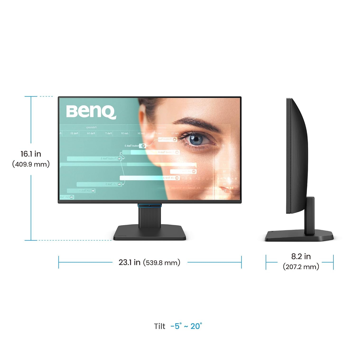 BenQ GW2490C | 23.8-inch FHD IPS Monitor | 1920 × 1080 Resolution | 144Hz Refresh Rate | 1ms MPRT | Adaptive-Sync | HDMI & DisplayPort | Eye-Care Technology | Built-in Speakers - Image 5