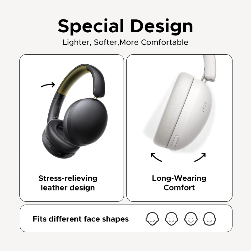 UGREEN HiTune Max 2 Over-Ear Wireless Headphones | AI Call Noise Reduction | 80-Hour Playtime | 600mAh Battery | Fast Charging - Image 3