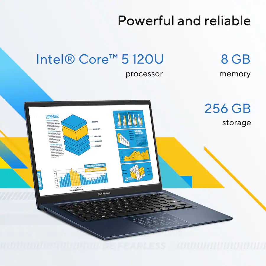 Asus VivoBook 14 X1404V | Intel Core 5 120U Series 1 Processor | 8GB DDR4 RAM | 256GB SSD | Intel Graphics | 14″ FHD Display  | Fingerprint Sensor | Windows 11 - Image 5