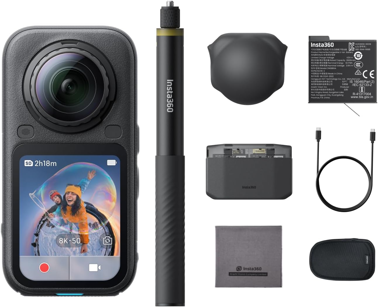 Insta360 X6 Essentials Bundle | 8K 360° Action Camera | Dual 1/1.28-inch Sensors | 72MP Photos | 4K 120fps Video | FlowState Stabilization | AI-Powered Features | Essential Accessories Bundle - Image 2