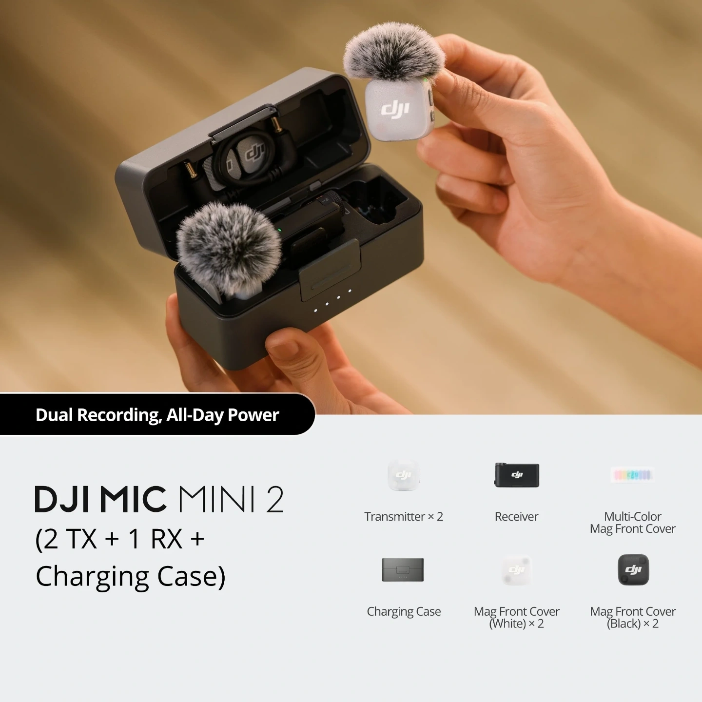 DJI Mic Mini 2 Wireless Microphone System | 2 Transmitters + 1 Receiver + Charging Case | Dual-Channel Audi | 2-Level Noise Cancelling | 3 Voice Presets | 48H with Case | Universal for Camera/Smartphone/PC - Image 5