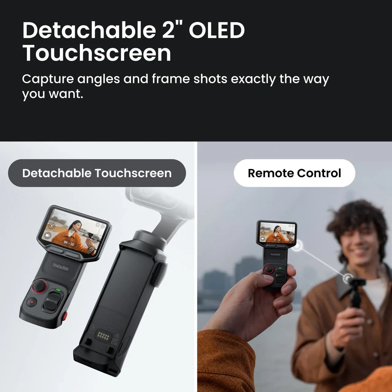 Insta360 Luna Ultra Standard Bundle | 8K Leica Dual-Lens Gimbal Camera | 1-inch 8K Sensor | 1/1.3-inch Telephoto Sensor | Triple AI Chip | 3-Axis Gimbal Stabilization | 2-inch OLED Touchscreen | 240-Minute Runtime | 47GB Internal Storage - Image 5