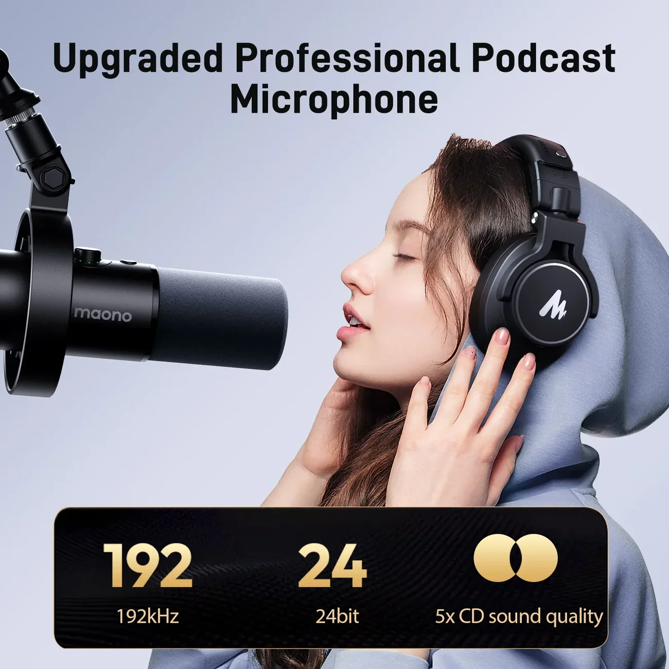 MAONO PD300X USB/XLR Dynamic Microphone with BA37 Boom Arm | Cardioid Pickup | 24-bit/192kHz Audio | USB-C & XLR Connectivity | Noise Reduction | Zero-Latency Monitoring - Image 3
