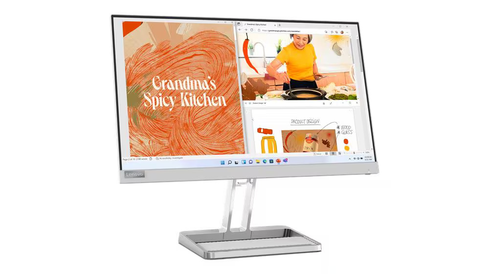 Lenovo L22i-40 22" Monitor | 21.5″ FHD IPS Display | 75Hz Refresh Rate | 4ms Response Time | AMD FreeSync | 99% sRGB | 2x3W Built-in Speakers | VGA + HDMI | Anti-Glare | Tilt Stand | Eye Comfort - Image 2