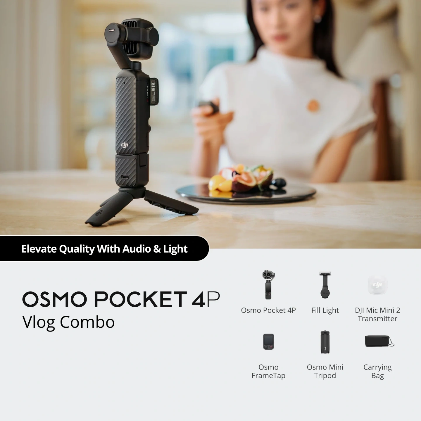 DJI Osmo Pocket 4P Vlog Combo | 4K Gimbal Camera | 3-Axis Mechanical Stabilization | AI Subject Tracking | Compact Design | Advanced Audio | Vlogging & Content Creation - Image 2