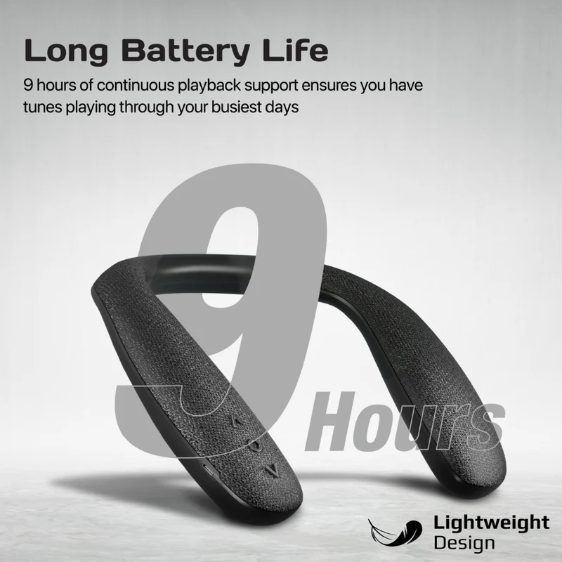 Promate Hook Neckband | Wearable Bluetooth Speaker | 6W 360° HD Sound | 9-Hour Playtime | Up to 10 meters (33 feet) Wireless Range | Lightweight Portable Design | Handsfree Call Support - Image 3