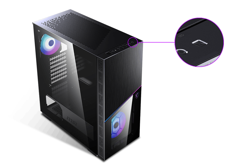 MSI MPG SEKIRA 100R Mid-Tower ARGB Gaming Case | Tempered Glass Panel | USB Type-C | ATX Support | 340mm GPU Clearance | Magnetic Dust Filters - Image 3