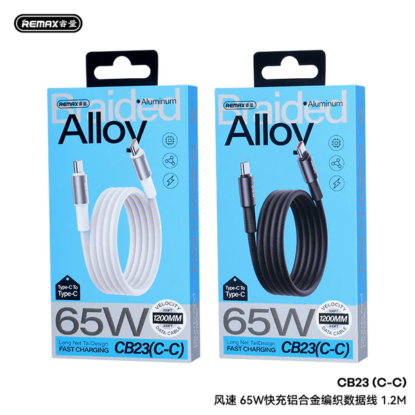 REMAX Fonsu Series | USB-C to Type-C Braided Cable | 65W Fast Charging & Data Transfer | 1.2M Length | Aluminum Alloy Connectors - Image 2