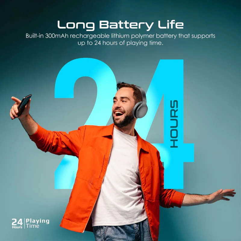 Promate LaBoca-Pro | Hi-Fidelity Over-Ear Headphones | Bluetooth 5.3 & Wired Mode | 300mAh Battery | 24-Hour Playtime | Built-in Microphone | Foldable Design - Image 4