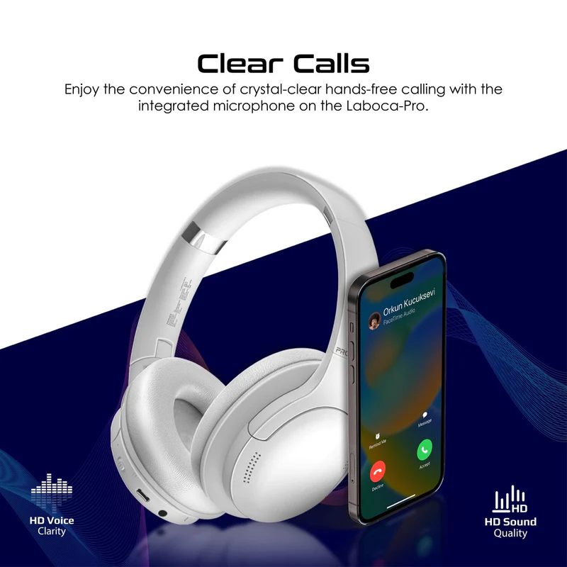 Promate LaBoca-Pro | Hi-Fidelity Over-Ear Headphones | Bluetooth 5.3 & Wired Mode | 300mAh Battery | 24-Hour Playtime | Built-in Microphone | Foldable Design - Image 3