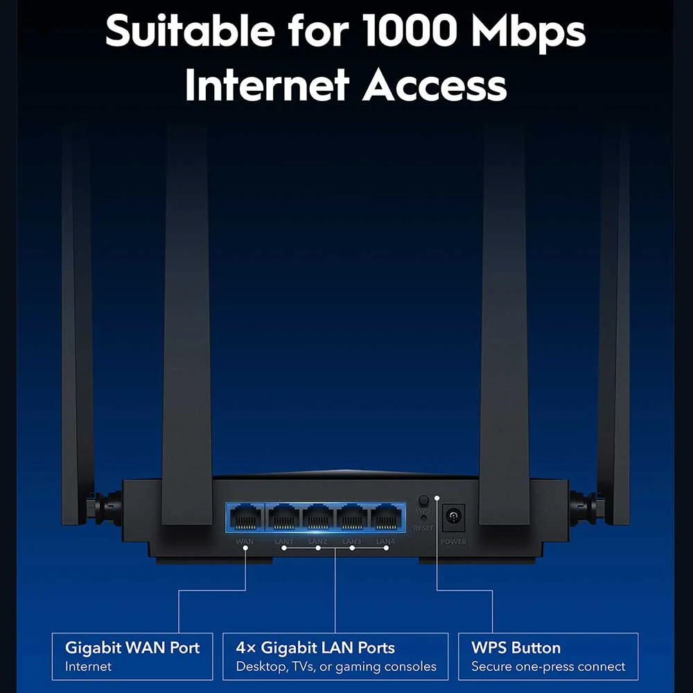 Cudy WR3600 BE3600 Wi-Fi 7 Gigabit Dual-Band Router | High-Gain 4× Fixed Antennas | 5× Full Gigabit Ports | MU-MIMO Performance | VPN Client & Server Support | Cudy Mesh, App & Cloud Control | WPS & Reset Physical Buttons - Image 3