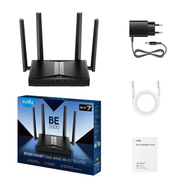 Cudy WR3600 BE3600 Wi-Fi 7 Gigabit Dual-Band Router | High-Gain 4× Fixed Antennas | 5× Full Gigabit Ports | MU-MIMO Performance | VPN Client & Server Support | Cudy Mesh, App & Cloud Control | WPS & Reset Physical Buttons - Image 4