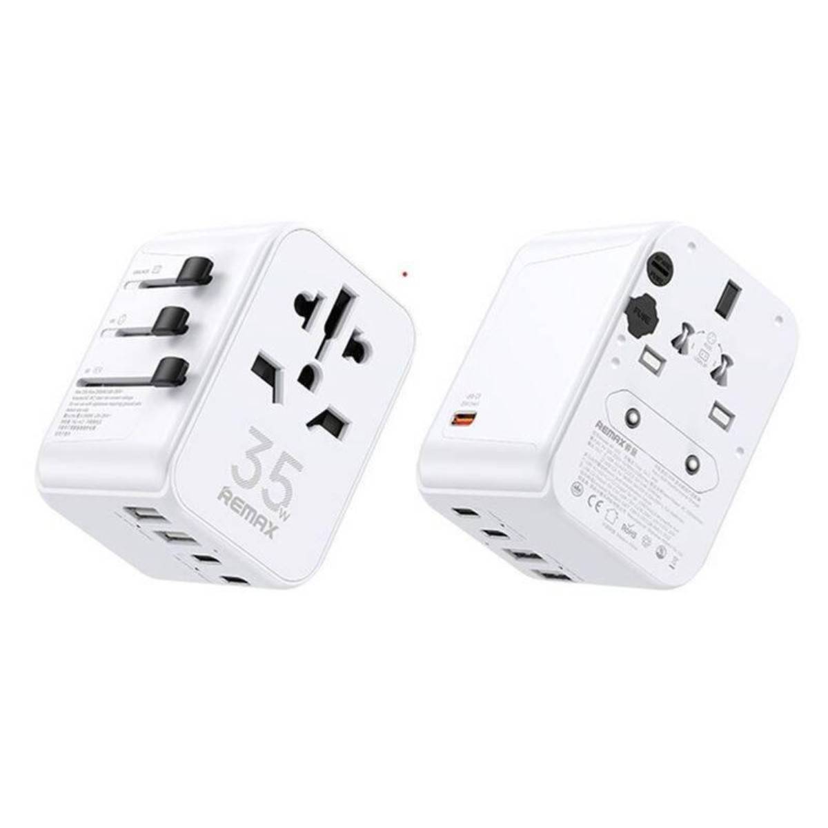 REMAX RP-U11 Astro Series 35W PD+QC Multifunctional Charger | 35W Max Output | Dual USB-A & Triple USB-C Ports | Universal Travel Design | Universal Plug Heads (UK, EU, US, AU) - Image 3