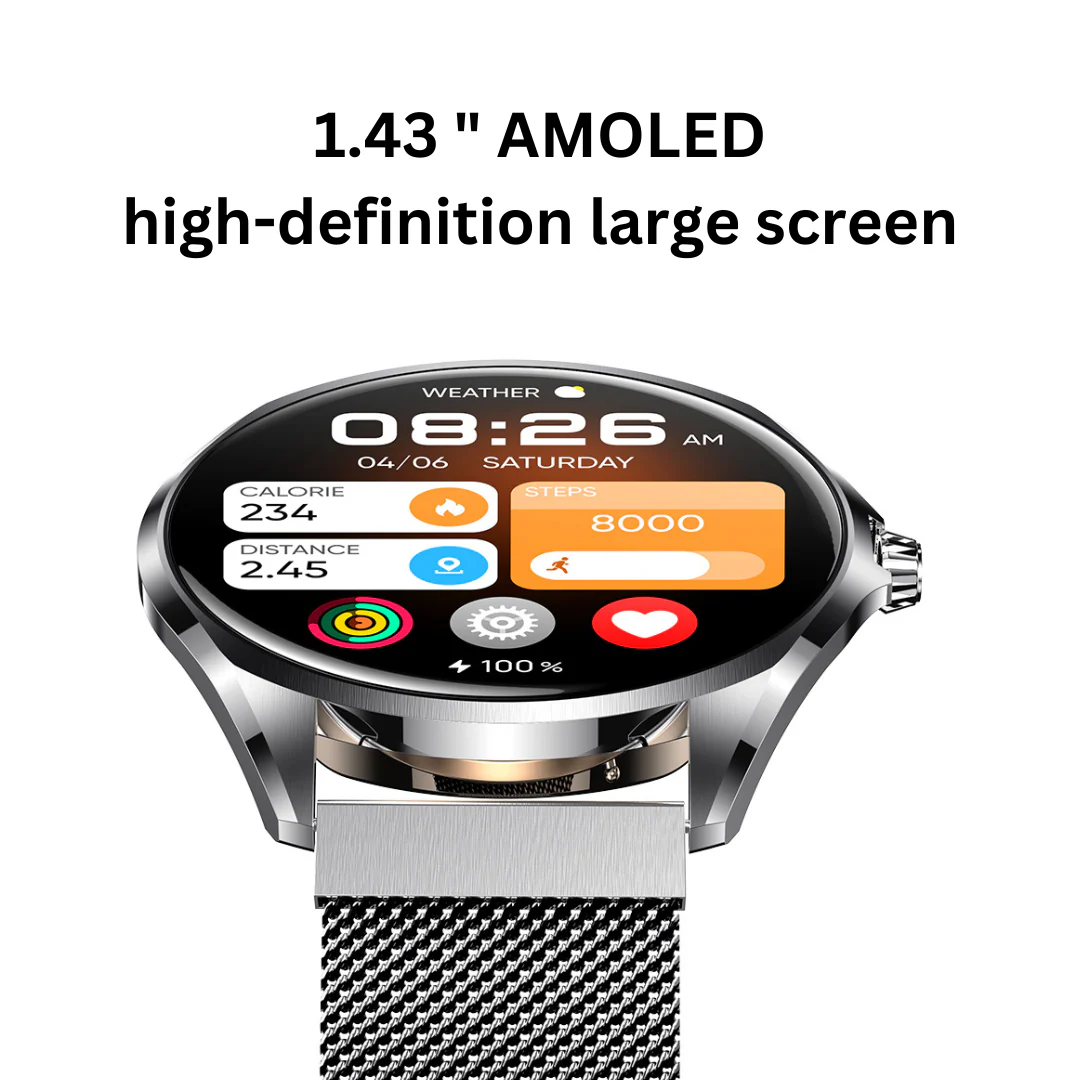 Remax Ultra Thin Smartwatch 21 | 1.43-inch AMOLED Display | IP67 Waterproof level | Stainless Steel & Plastic Material | 180mAh Battery (4-5 Days Use) | 100+ Sports Mode | Bluetooth Connectivity - Image 2