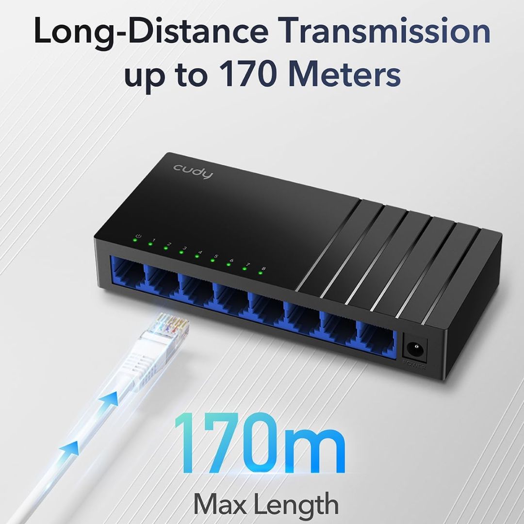 Cudy GS108D 8-Port Gigabit Ethernet Switch | Up to 1000 Mbps Speed| Plug & Play | Compact Desktop/Wall-Mount Design | Up to 85% Power Saving - Image 2