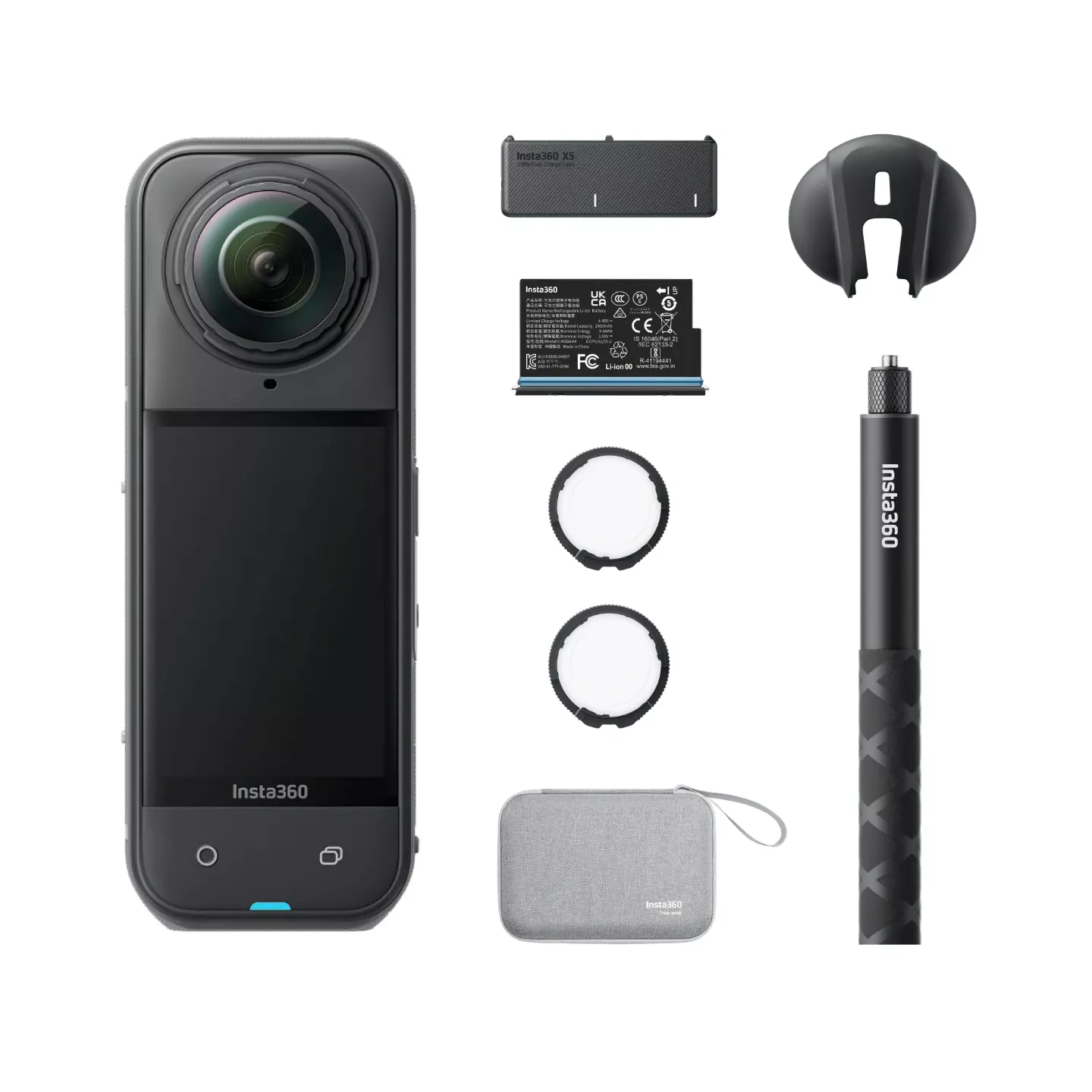 Insta360 X5 360° Action Camera Essentials Bundle | Waterproof up to 15m (IP68) | Dual 1/1.28" Sensors (72MP) | 8K 30fps, 360° HDR Video| 2.5" Touchscreen | 1800mAh Battery, Up to 208 Mins Battery Life (Endurance Mode) | Built-in Wind Muffler - Image 5