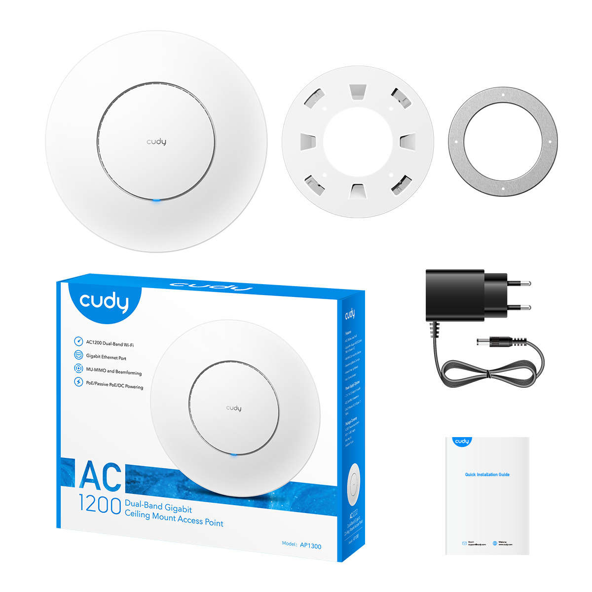 Cudy AP1300 AC1200 Gigabit Wi-Fi Access Point | 5GHz 867 Mbps, 2.4GHz 300 Mbps | 4 Internal High-Gain Antennas | 880 MHz Dual-Core CPU | 128MB RAM & 16MB ROM | Up to 170m Range | Supports 100+ Devices - Image 5