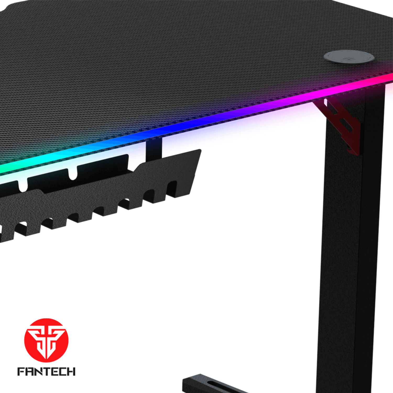 FANTECH GD214 Gaming Desk| 140×60cm Carbon Fiber Surface | Rear RGB LED Illumination | Heavy-Duty Steel Frame | 80kg Load Capacity | Cable Management | Cup & Headset Holder - Image 4