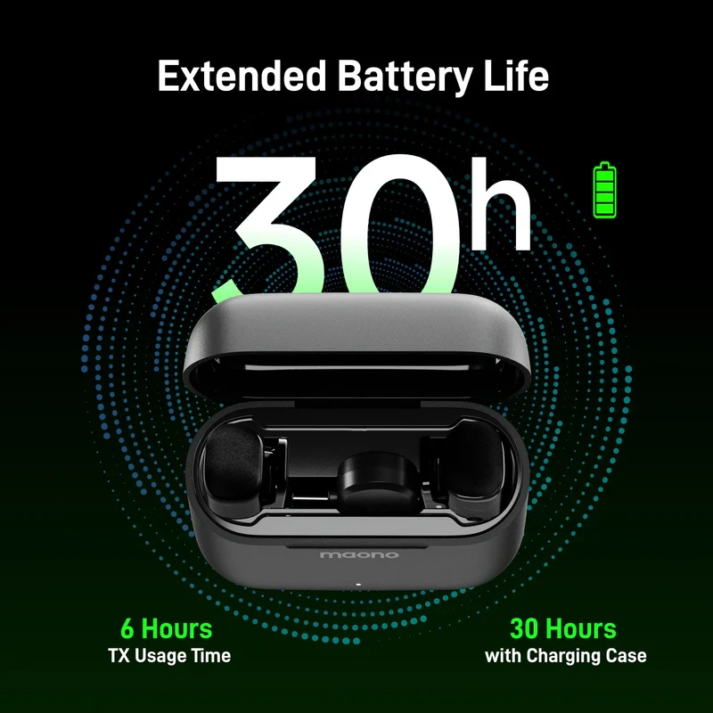 Maono Wave T1 Mini Wireless Microphone | 48 kHz / 16-bit Audio | Up to 328 ft Transmission Range | 4-Level AI Noise Cancellation | 6-Hour TX Battery Life | Up to 32 dB Gain Adjustment | 85 dB Signal-to-Noise Ratio - Image 2