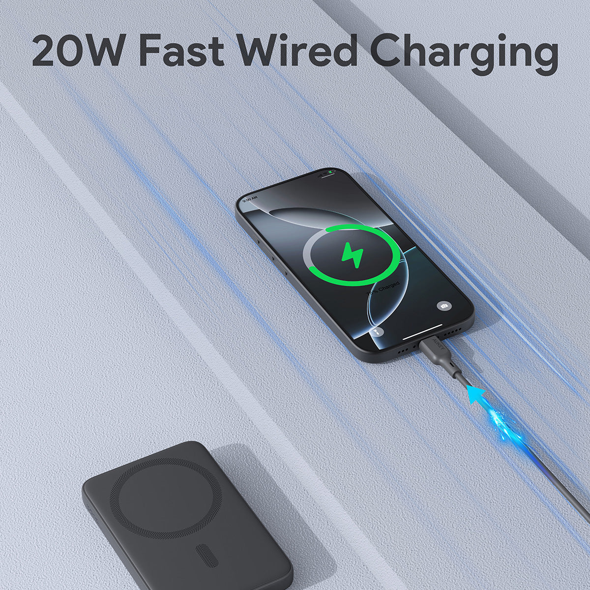 AUKEY PB-MS03 MagFusion Slim Power Bank | 5000mAh Capacity | 20W USB-C & 15W Wireless Output | Magnetically Snap & Charge | Safe & Reliable - Image 4