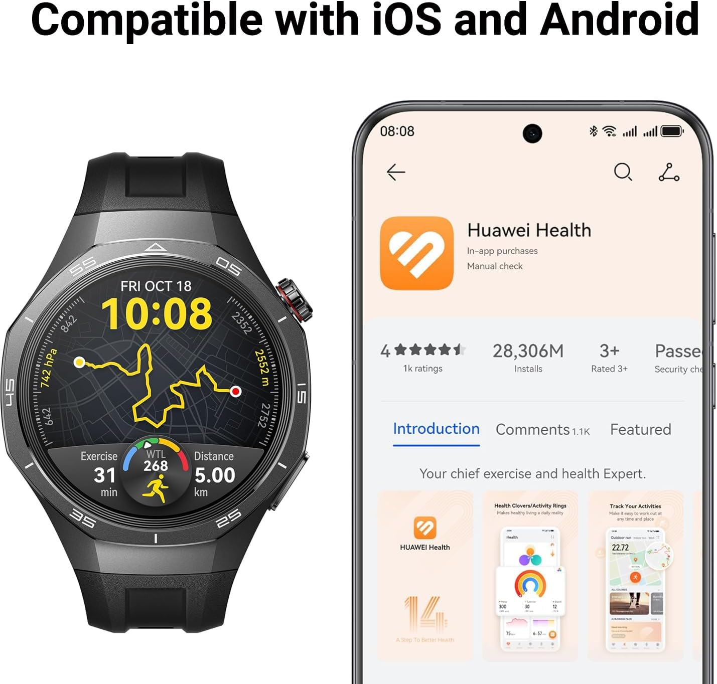 Huawei Watch GT 5 Pro | 1.43″ AMOLED Display (466 × 466, ~326 PPI) | Up to 14 Days Battery Life | Bluetooth 5.2 (A2DP, LE) | 5 ATM & IP69K Water Resistance | 40m Swimproof & Diving Support | Compatible with Android & iOS - Image 5