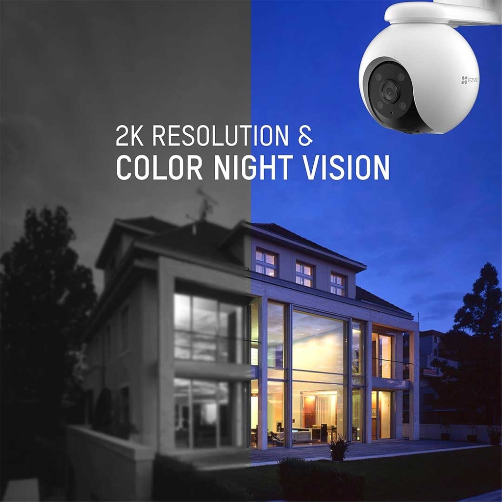 EZVIZ H8 Pro (CS-H8) | 3MP 2K Resolution | Color Night Vision | 360° Panoramic Coverage | AI-Powered Human/Vehicle Detection & Auto-Tracking | Active Defense (Siren & Light) & Two-Way Talk | Weatherproof Design - Image 5