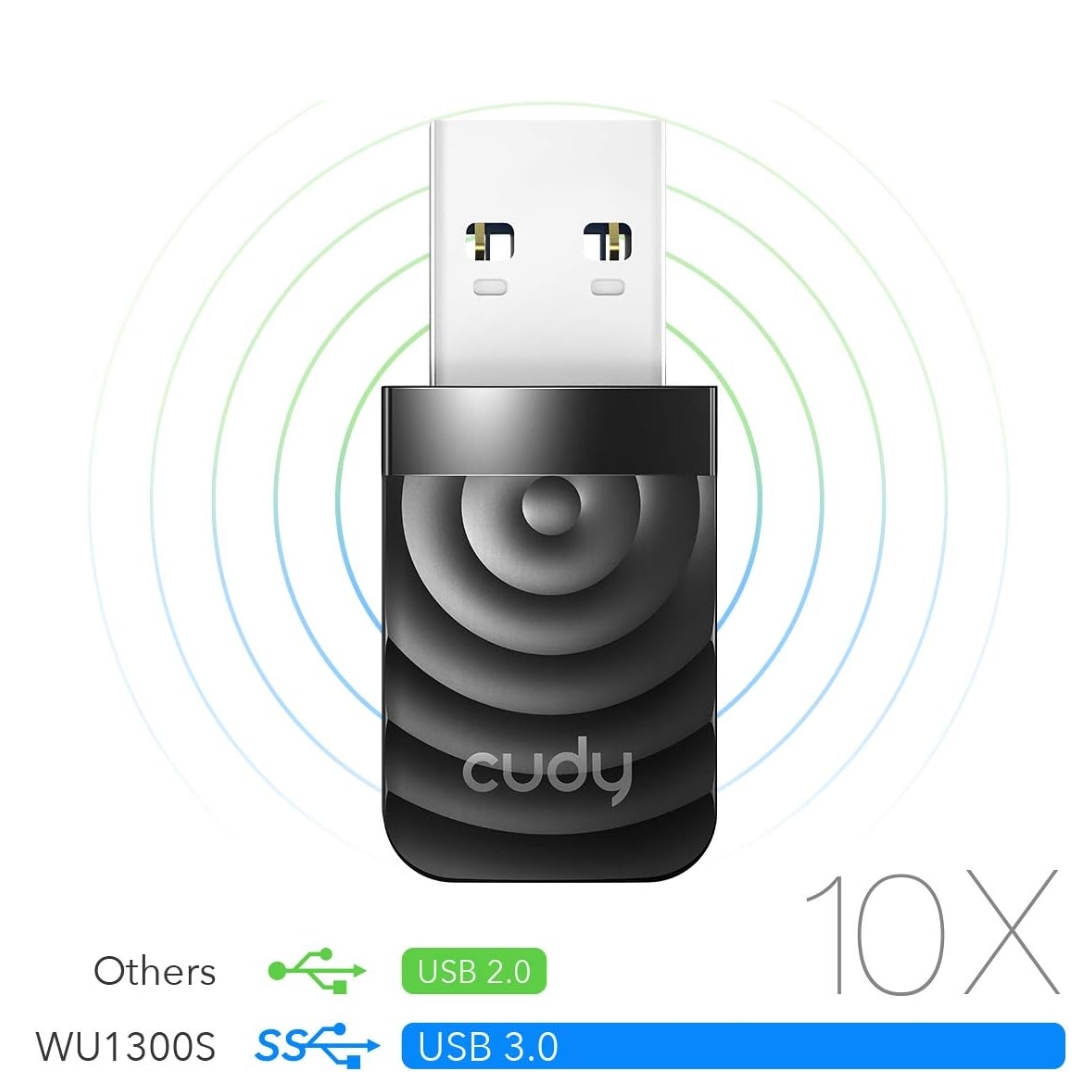 Cudy WU1300S AC1300 USB 3.0 Wi-Fi Adapter | Dual Band 5GHz: 867 Mbps, 2.4GHz: 400 Mbps | RTL88x2BU  Chipset | Compatible with Windows, macOS, Linux | Plug & Play | USB 3.0 Interface - Image 3