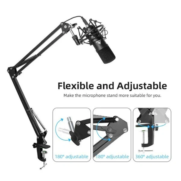 MAONO BA20 Microphone Boom Arm | Metal Construction | 360° Rotation & 120° Vertical Adjustment | Desk Clamp Mount | 750mm Vertical Reach | 3/8" & 5/8" Thread Support - Image 4