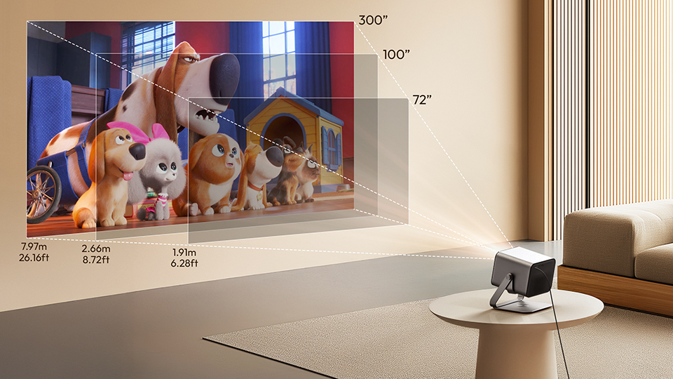 UFO R90 Max Smart WiFi DLP Projector | 2GB RAM + 8GB eMMC Storage | 1080P Full HD (Max 4K Support) | 1920×1080 Resolution | 2200 ANSI Lumens | PTZ Stand & Microphone for Karaoke | 20W×2 Subwoofer Surround Sound Speakers - Image 2