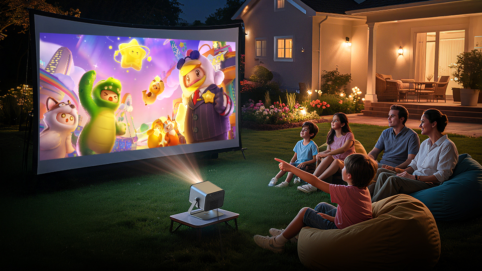 UFO R90 Max Smart WiFi DLP Projector | 2GB RAM + 8GB eMMC Storage | 1080P Full HD (Max 4K Support) | 1920×1080 Resolution | 2200 ANSI Lumens | PTZ Stand & Microphone for Karaoke | 20W×2 Subwoofer Surround Sound Speakers - Image 3